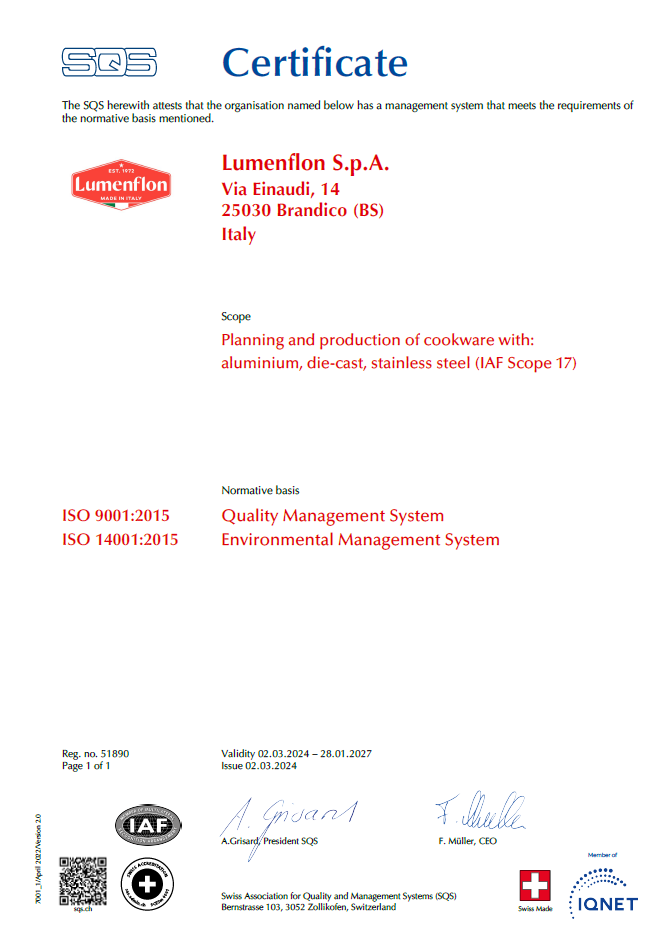 Certificazioni ISO 9001 e 14001