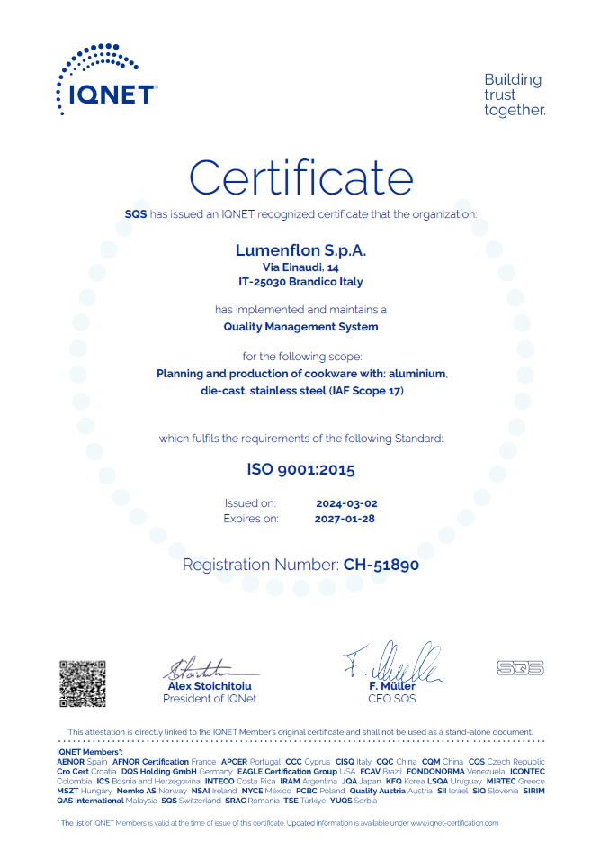 Certificato IQNET ISO 9001:2015
